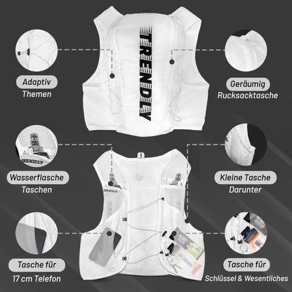 Trendly Laufweste für Damen & Herren mit 2×500ml Flaschen atmungsaktiv & verstellbar und leicht