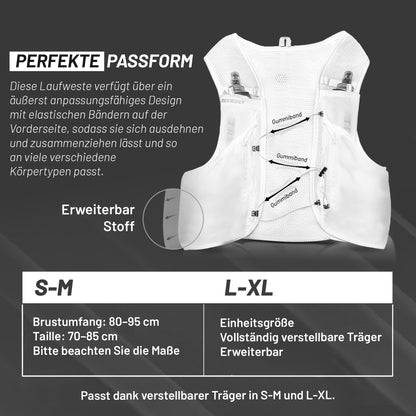 Trendly Laufweste für Damen & Herren mit 2×500ml Flaschen atmungsaktiv & verstellbar und leicht
