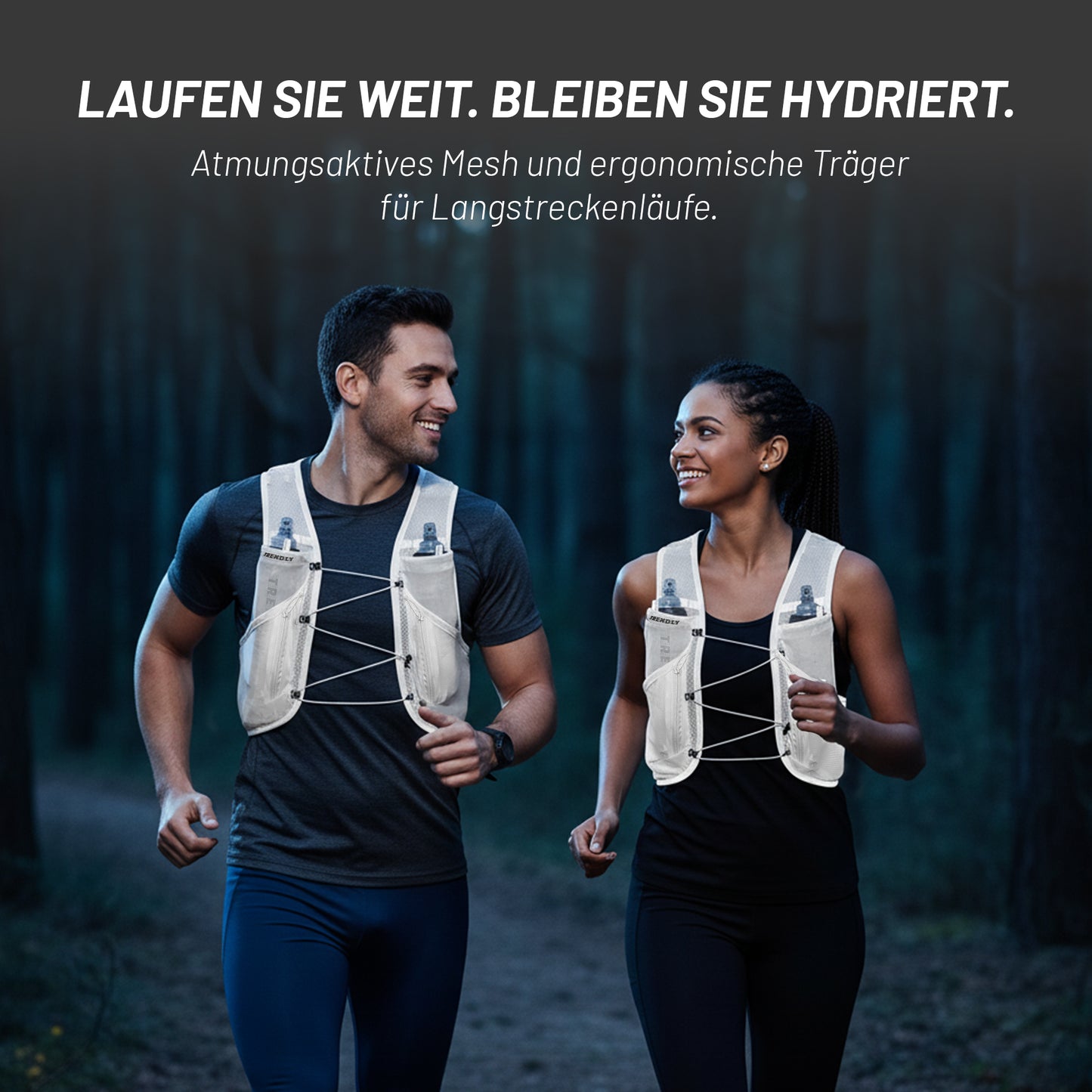 Trendly Laufweste für Damen & Herren mit 2×500ml Flaschen atmungsaktiv & verstellbar und leicht