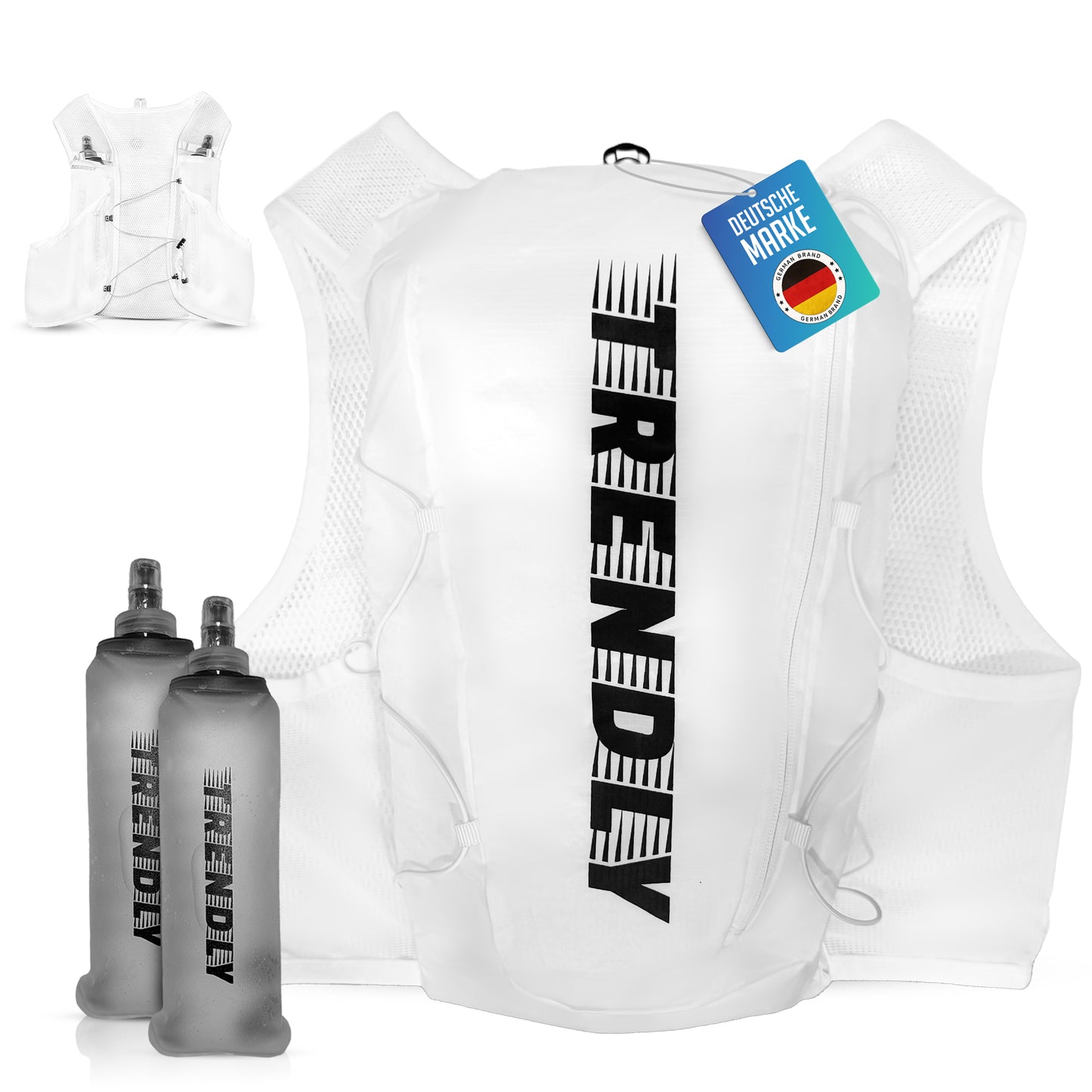 Trendly Laufweste für Damen & Herren mit 2×500ml Flaschen atmungsaktiv & verstellbar und leicht
